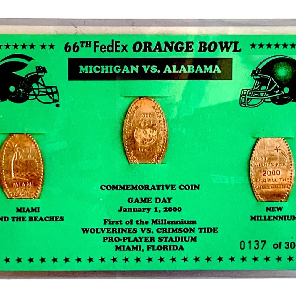 Michigan Wolverines vs ALABAMA 2000 Orange Bowl Commemorative Penny Coin Set